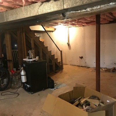 full basement renovation with stairs