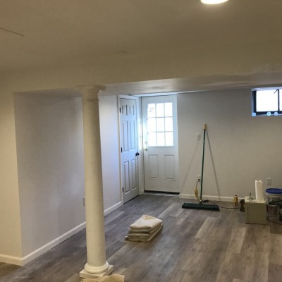 finished wood floor in basement renovation