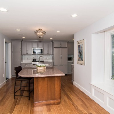 Full kitchen renovation with island in Wellesley