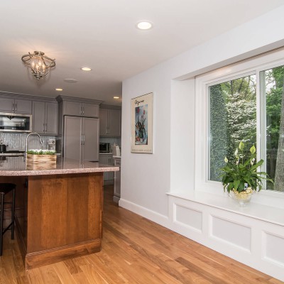 Kitchen renovation with window and island