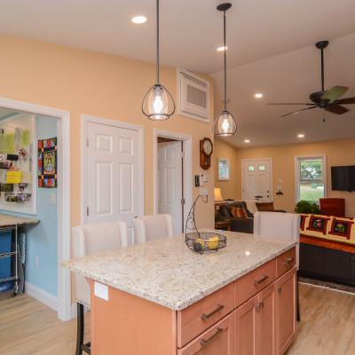 Kitchen Remodel open space to Living Room with Cathedral Ceiling
