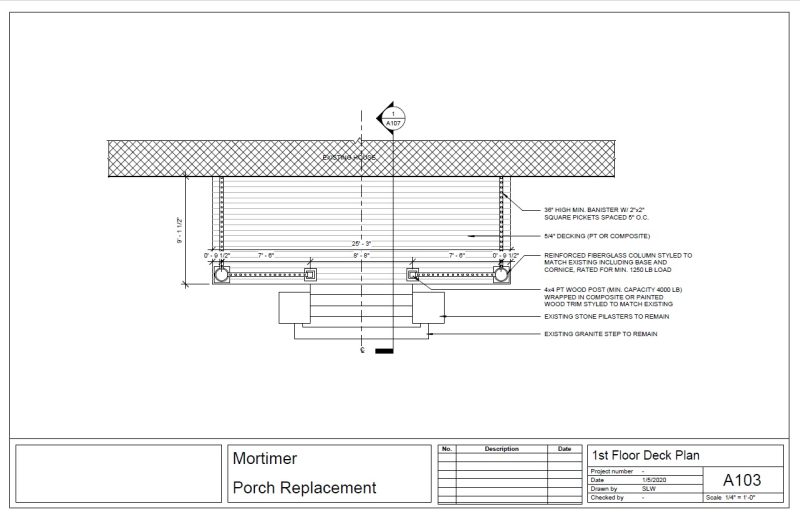 Design Build Remodeler for Porch Renovation 1st Floor Deck Plan