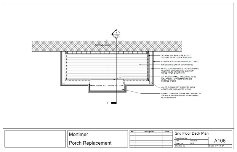 Design Build Remodeler for Porch Renovation 2nd Floor Deck Plan