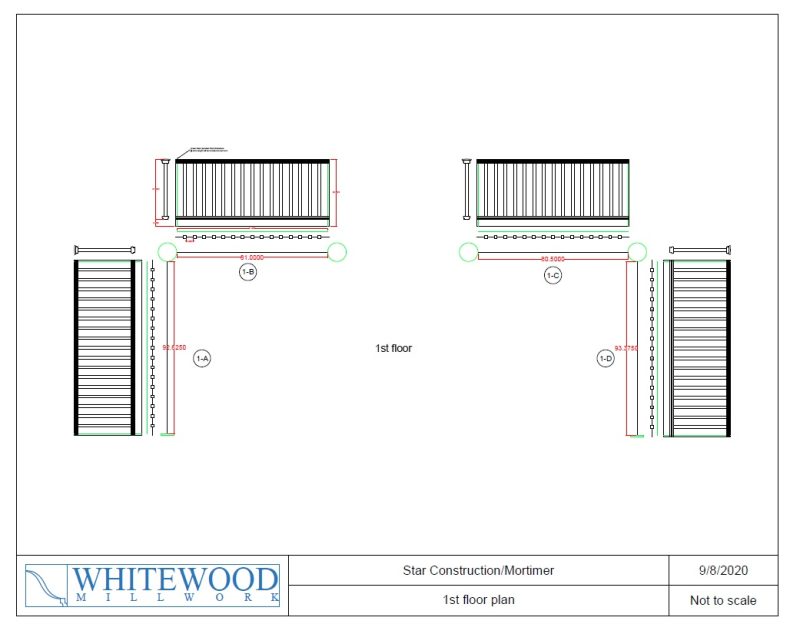 Design Build Remodeler for Porch Renovation 1st Floor Railing Plan