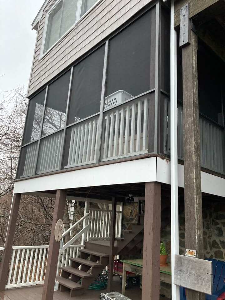 Basement Remodel includes new Deck Screen Panels looking up.