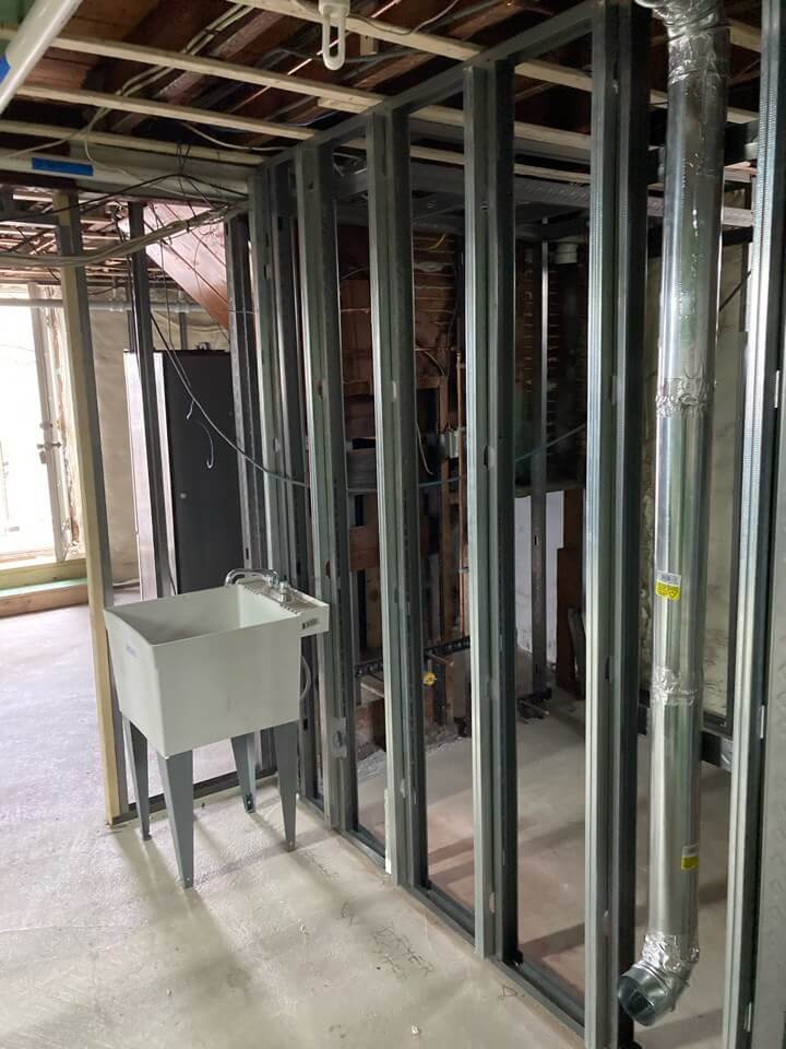 Basement Remodel prep for laundry room