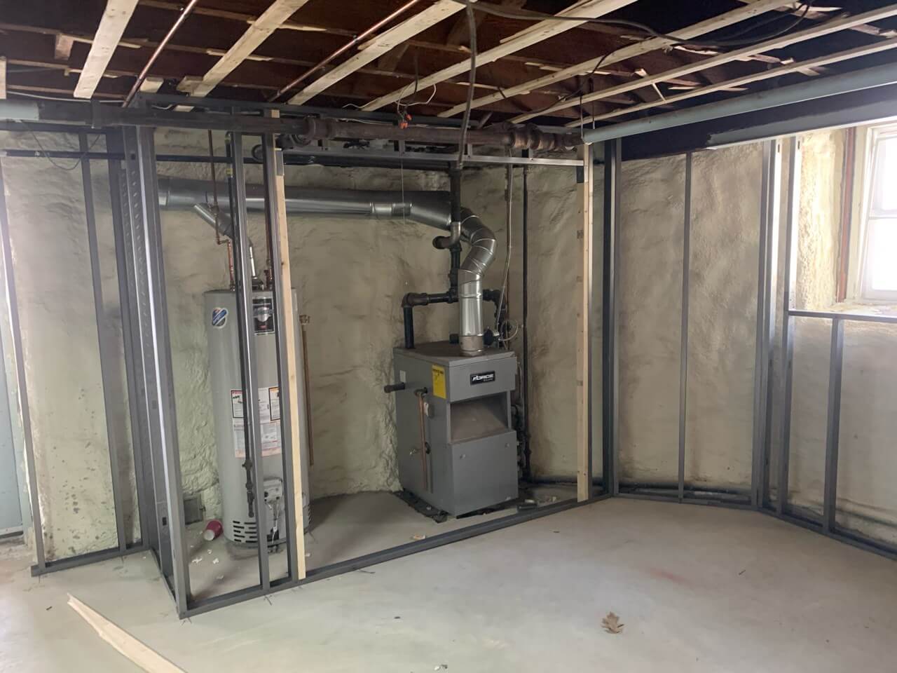 Basement Remodel Boiler Room Framing and Insulation